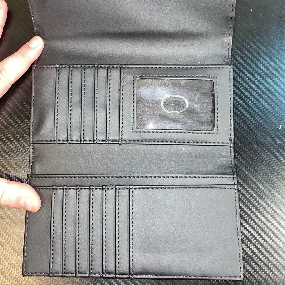 G by Guess Wallet Trifold Multi Pockets Clear ID Slot Faux Leather Big G Logo